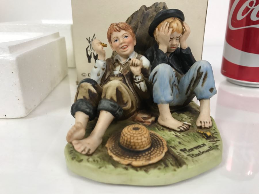 Vintage 1976 Norman Rockwell Figurine Dave Grossman Designs With Original Box The Adventures Of Tom Sawyer Limited Edition First Smoke [Photo 4]
