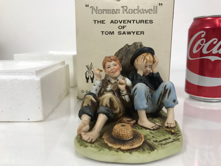 Vintage 1976 Norman Rockwell Figurine Dave Grossman Designs With Original Box The Adventures Of Tom Sawyer Limited Edition First Smoke [Photo 3]