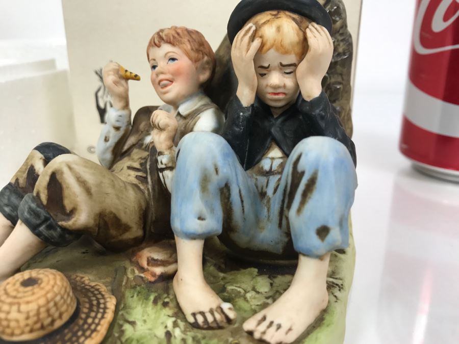 Vintage 1976 Norman Rockwell Figurine Dave Grossman Designs With Original Box The Adventures Of Tom Sawyer Limited Edition First Smoke [Photo 6]