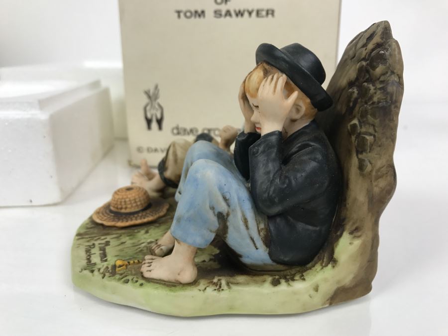 Vintage 1976 Norman Rockwell Figurine Dave Grossman Designs With Original Box The Adventures Of Tom Sawyer Limited Edition First Smoke [Photo 7]