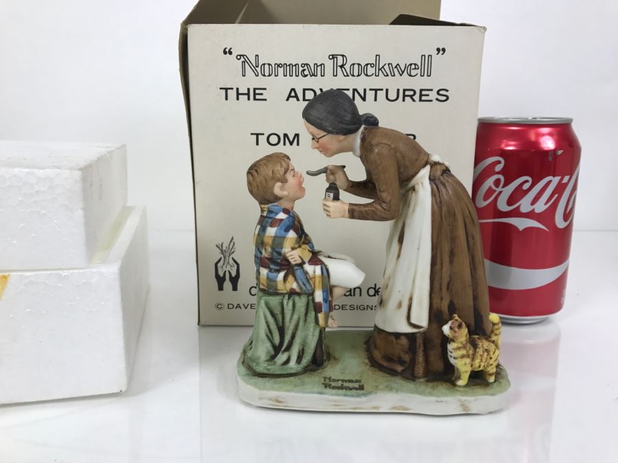 Vintage 1978 Norman Rockwell Figurine Dave Grossman Designs With Original Box The Adventures Of Tom Sawyer Limited Edition Take Your Medicine [Photo 1]