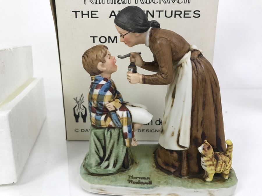 Vintage 1978 Norman Rockwell Figurine Dave Grossman Designs With Original Box The Adventures Of Tom Sawyer Limited Edition Take Your Medicine [Photo 3]