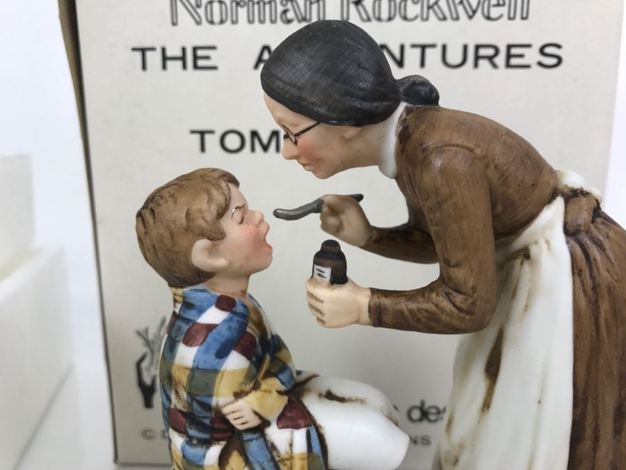 Vintage 1978 Norman Rockwell Figurine Dave Grossman Designs With Original Box The Adventures Of Tom Sawyer Limited Edition Take Your Medicine [Photo 6]