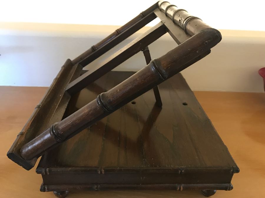 JUST ADDED - Hollywood Regency Bamboo Motif Book Display Stand Adjustable Made In Italy [Photo 4]