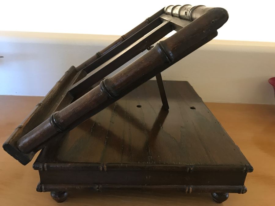 JUST ADDED - Hollywood Regency Bamboo Motif Book Display Stand Adjustable Made In Italy [Photo 3]