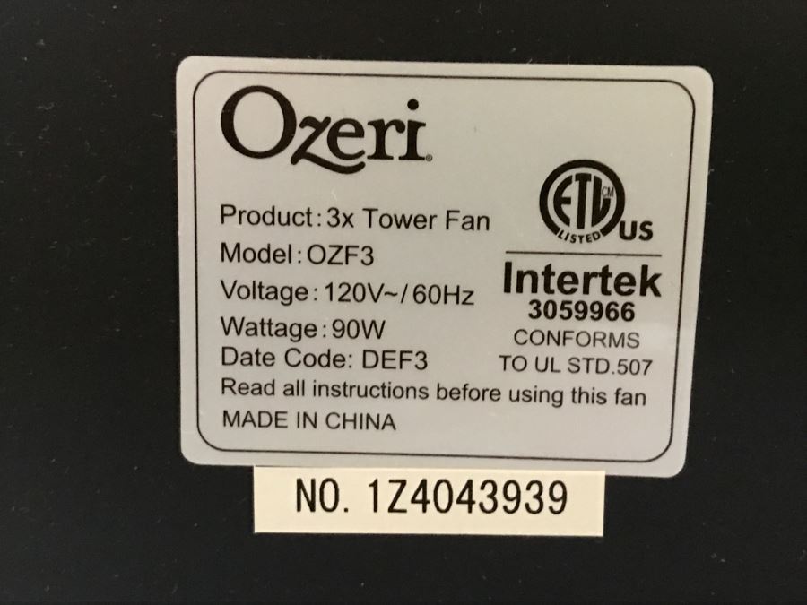 JUST ADDED - Ozeri 3x Tower Fan (44') With Passive Noise Reduction Technology  [Photo 9]