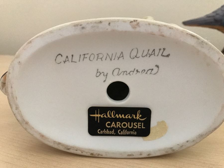 JUST ADDED Pair Of California Quail Figurine Birds By Andrea