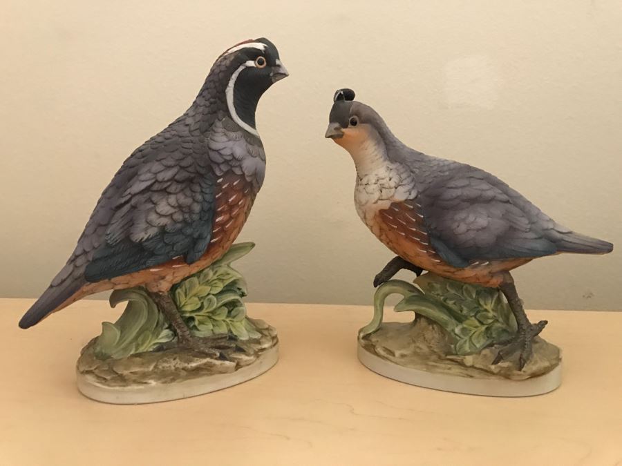 JUST ADDED - Pair Of California Quail Figurine Birds By Andrea [Photo 1]