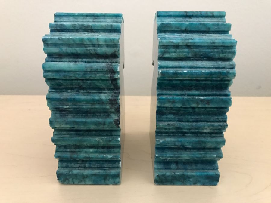 JUST ADDED - Pair Of Vintage Genuine Alabaster Hand Carved In Italy Seahorse Bookends [Photo 6]