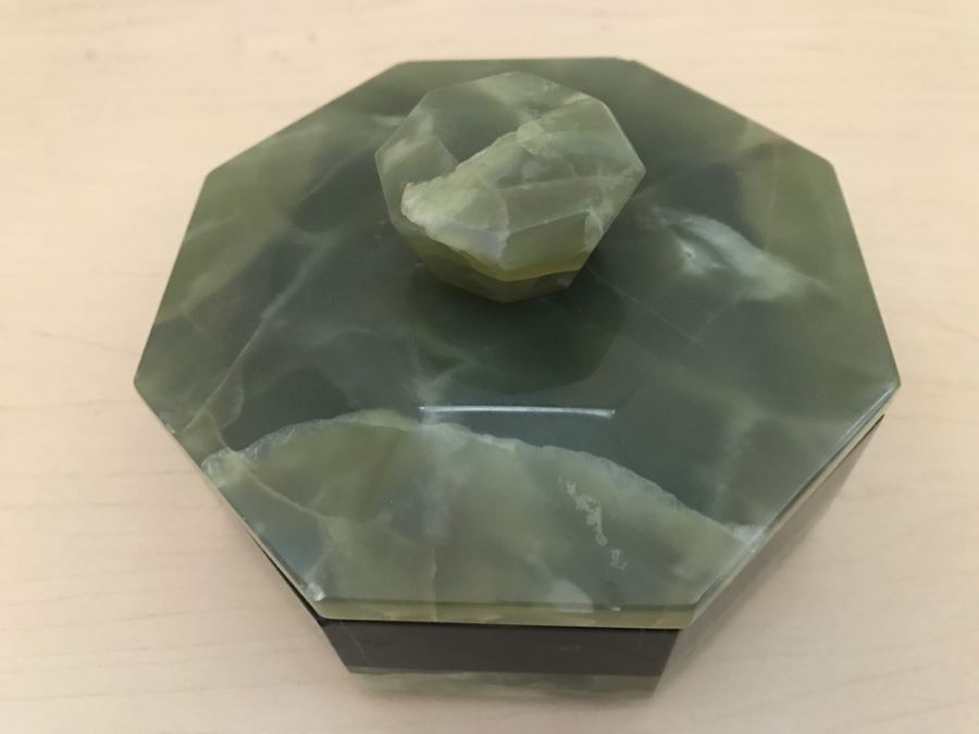 JUST ADDED - Green Stone Covered Trinket Box [Photo 3]