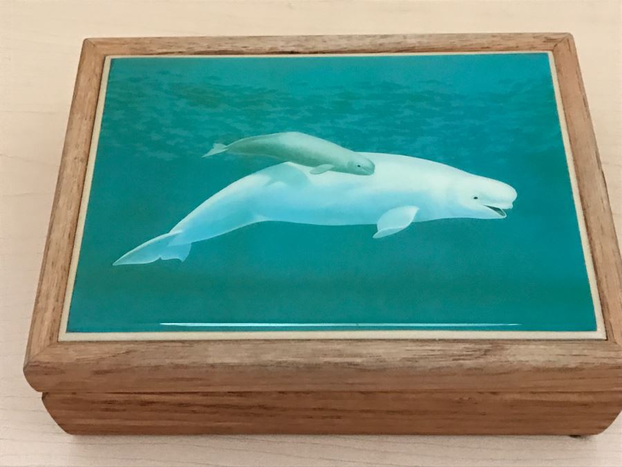 JUST ADDED - Covered Box With Beluga Whale Tile Top [Photo 2]