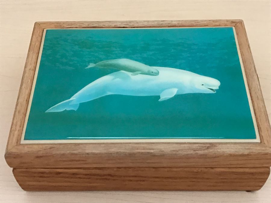 JUST ADDED - Covered Box With Beluga Whale Tile Top [Photo 1]