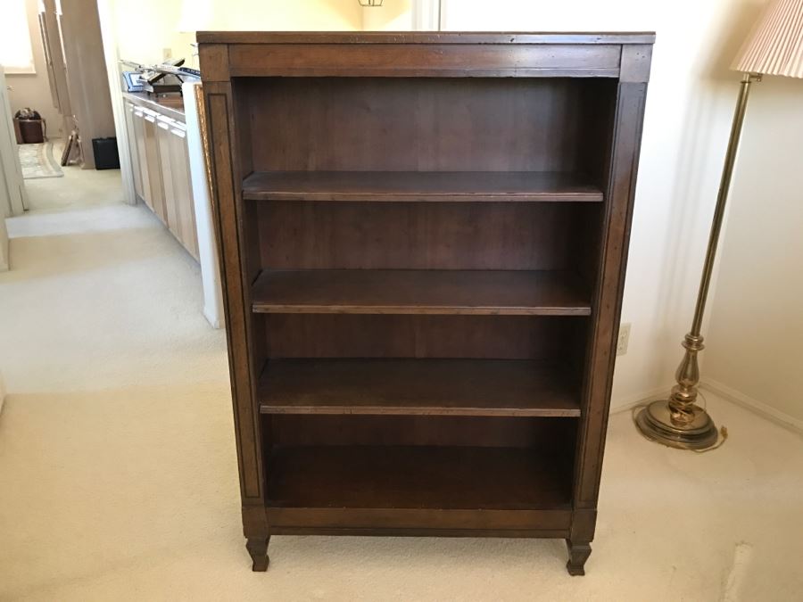 JUST ADDED - Mid-Century Wooden 4-Shelf Bookcase By Heritage Bronzini
