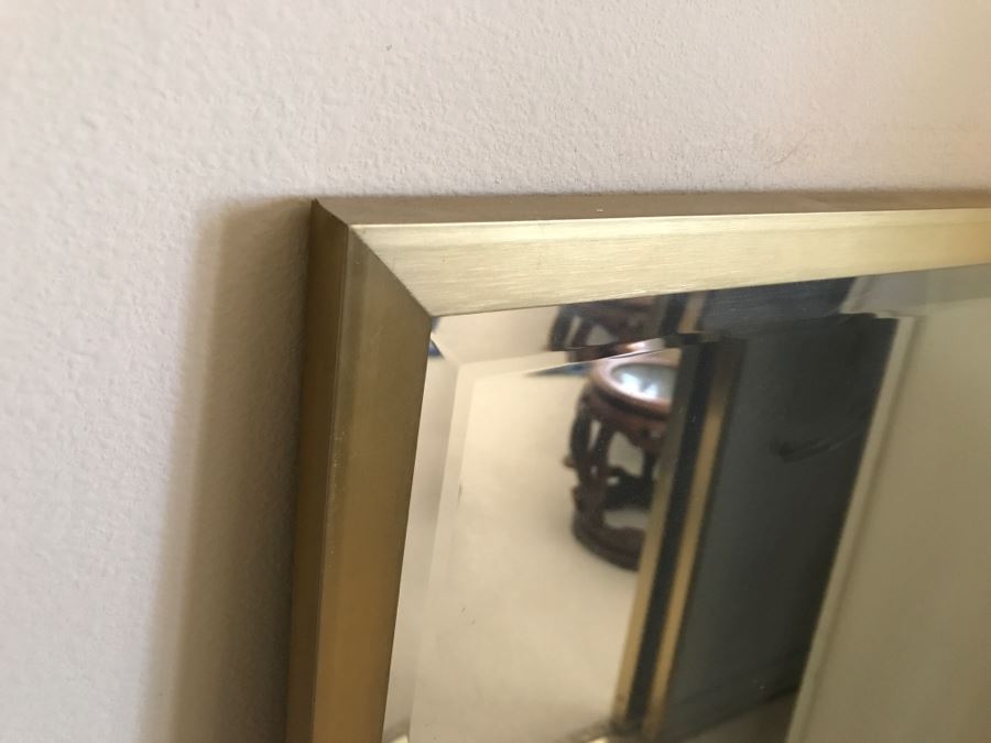 JUST ADDED - Large Beveled Glass Wall Mirror With Gold Trim Frame [Photo 5]