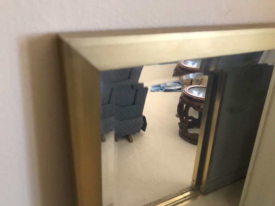 JUST ADDED - Large Beveled Glass Wall Mirror With Gold Trim Frame [Photo 4]