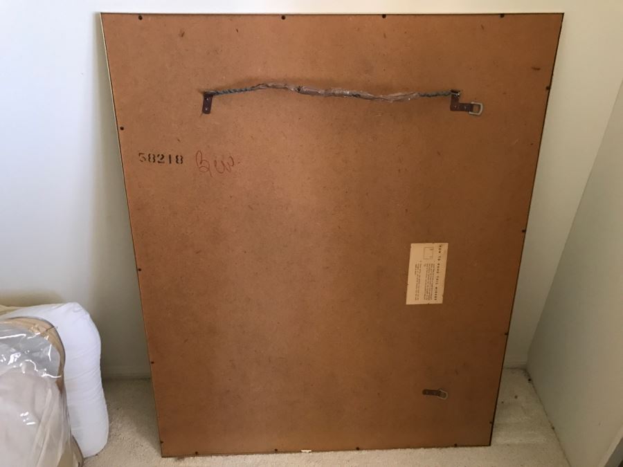 JUST ADDED - Large Beveled Glass Wall Mirror With Gold Trim Frame [Photo 8]