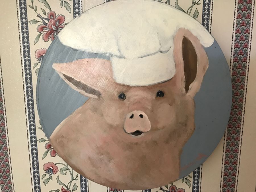 JUST ADDED - Original Hand Painted Chef Pig Artwork By Susan Smith