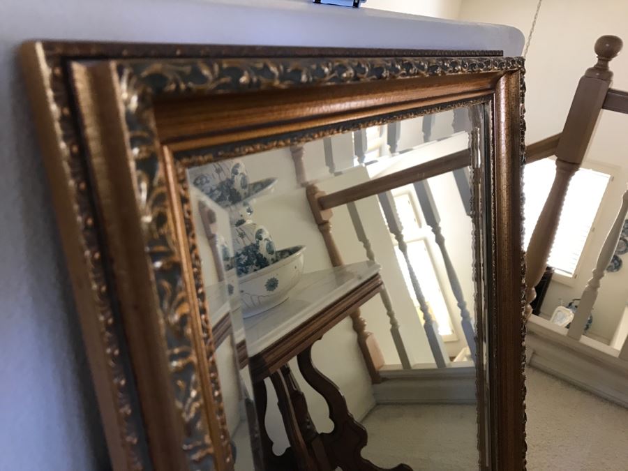 JUST ADDED - Stunning Vintage Gilt Beveled Glass Wall Mirror [Photo 5]