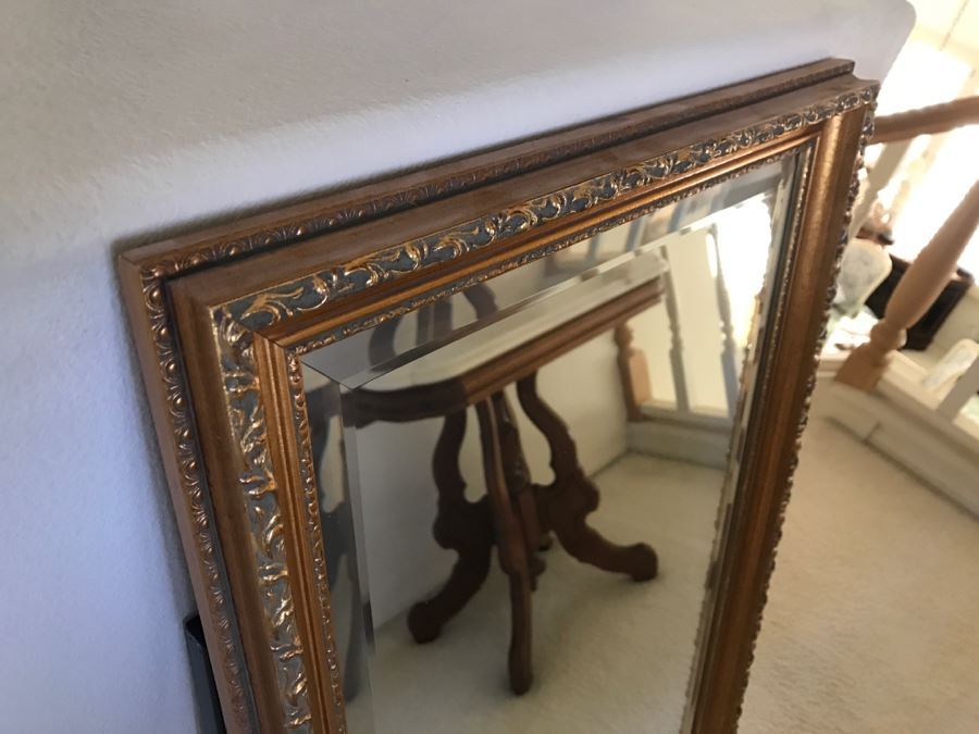 JUST ADDED - Stunning Vintage Gilt Beveled Glass Wall Mirror [Photo 4]