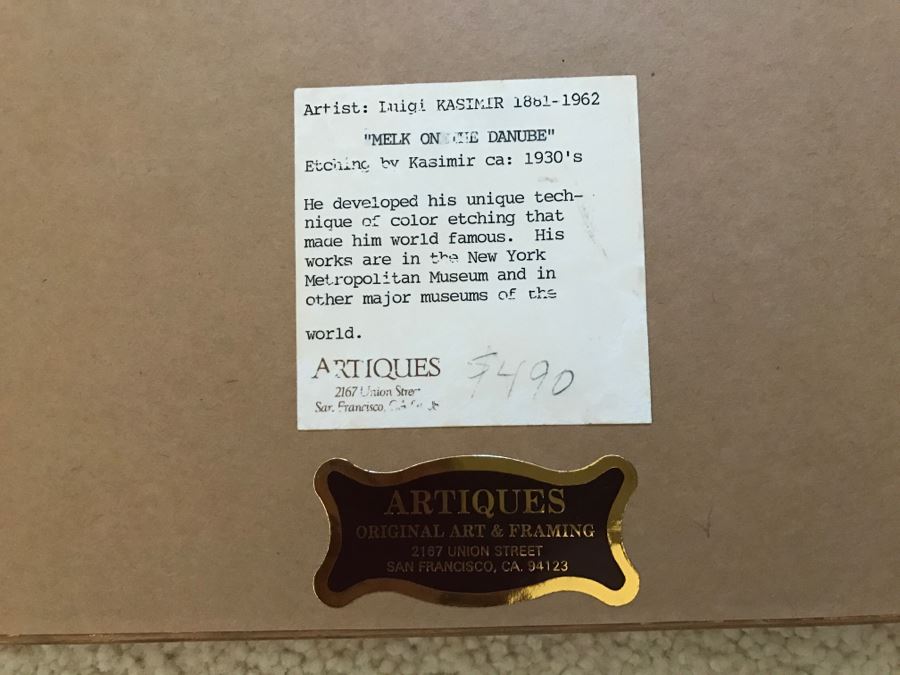 JUST ADDED - Vintage 1930's Luigi Kasimir Etching 'Melk On The Danumbe' Limited Edition Hand Signed [Photo 9]