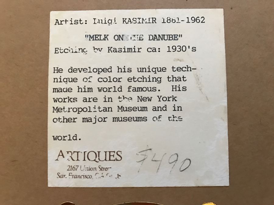 JUST ADDED - Vintage 1930's Luigi Kasimir Etching 'Melk On The Danumbe' Limited Edition Hand Signed [Photo 3]