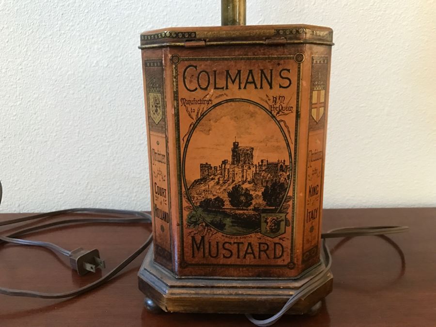 JUST ADDED - Vintage Colman's Mustard Tin Lamp [Photo 8]