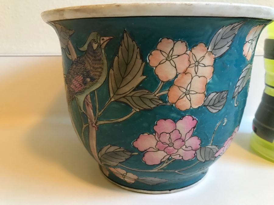JUST ADDED - Signed Asian Flower Pot [Photo 1]