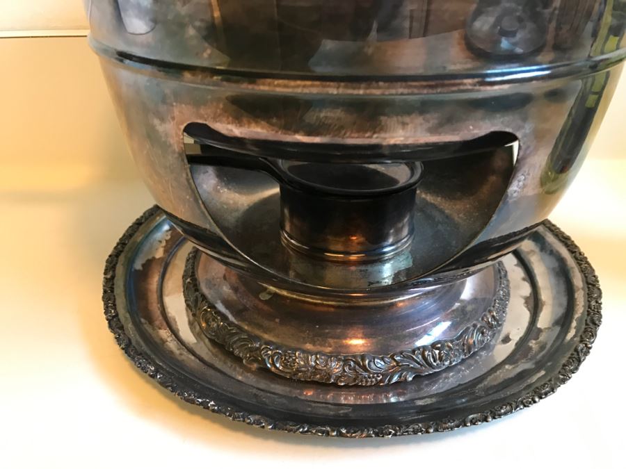 JUST ADDED - Vintage Silverplate Chafing Dish With Chased Design [Photo 5]