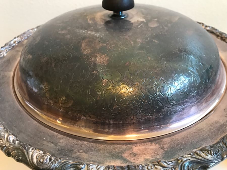 JUST ADDED - Vintage Silverplate Chafing Dish With Chased Design [Photo 4]