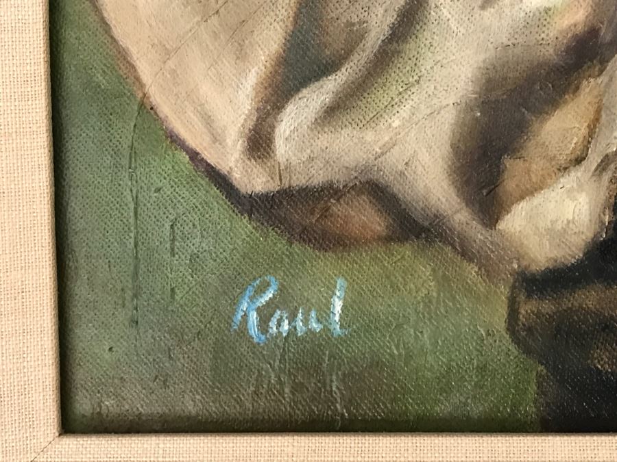 JUST ADDED - Original Oil Portrait Of Boy Nicely Framed Signed Raul [Photo 6]