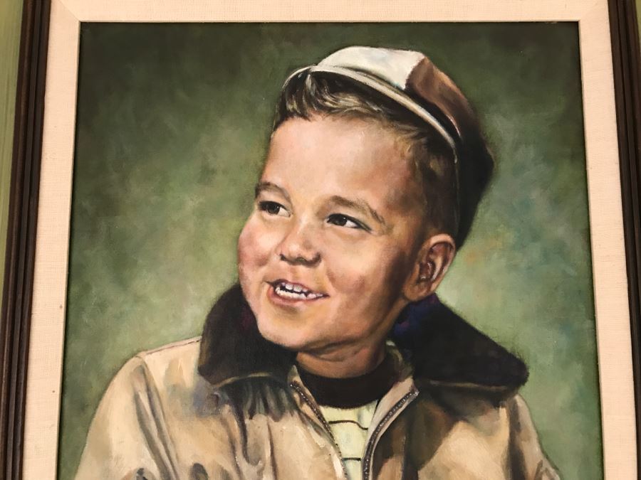JUST ADDED - Original Oil Portrait Of Boy Nicely Framed Signed Raul [Photo 3]