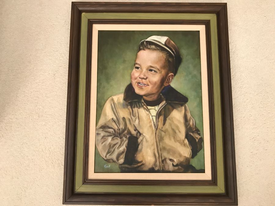 JUST ADDED - Original Oil Portrait Of Boy Nicely Framed Signed Raul [Photo 2]