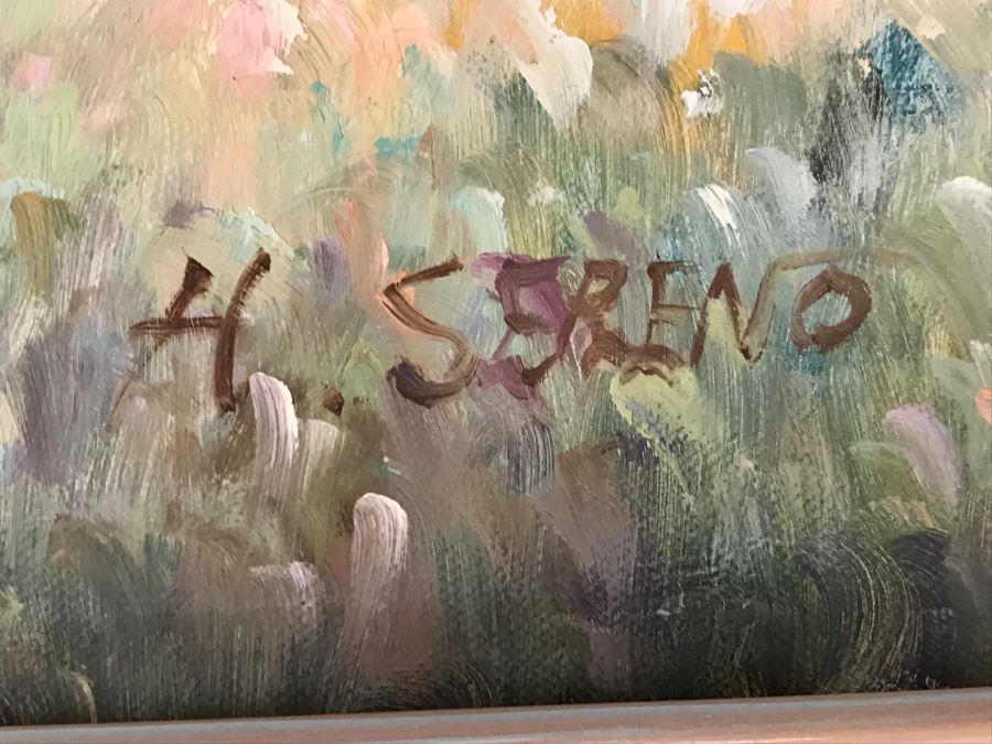 JUST ADDED - Original Oil Painting Of Women And Children In A Field Signed H. Sereno Nicely Framed [Photo 8]