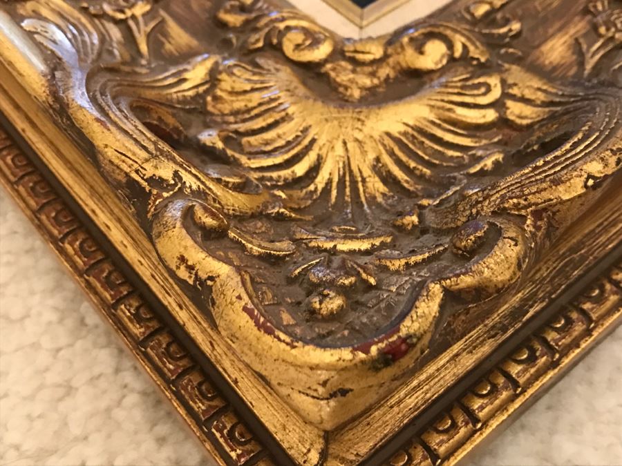 JUST ADDED - Original Still Life Of Flowers Oil Painting In STUNNING Ornate Gilt Wood Frame Signature Is Illegible Black On Black J. Lomb?? 20 X 24 LONDON Written On Back Of Canvas [Photo 15]