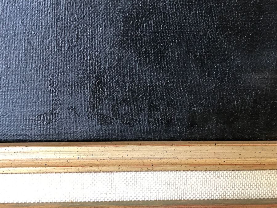 JUST ADDED - Original Still Life Of Flowers Oil Painting In STUNNING Ornate Gilt Wood Frame Signature Is Illegible Black On Black J. Lomb?? 20 X 24 LONDON Written On Back Of Canvas [Photo 21]