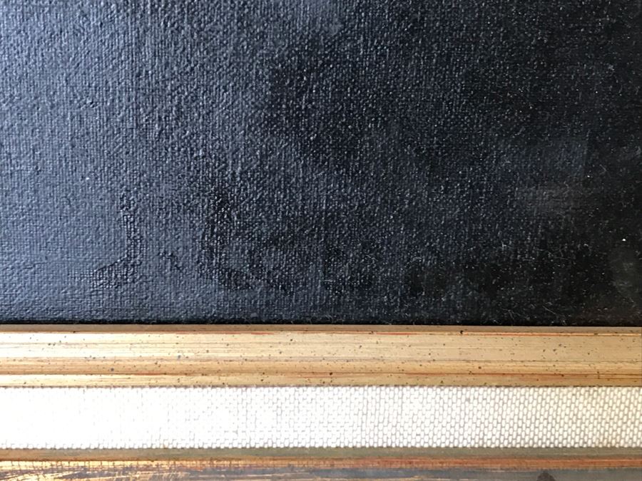 JUST ADDED - Original Still Life Of Flowers Oil Painting In STUNNING Ornate Gilt Wood Frame Signature Is Illegible Black On Black J. Lomb?? 20 X 24 LONDON Written On Back Of Canvas [Photo 22]