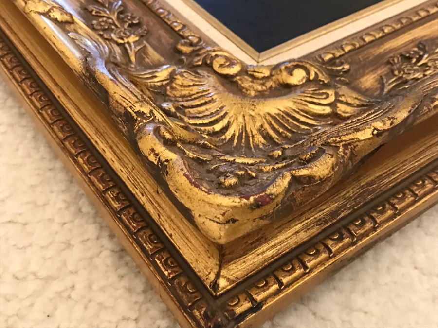 JUST ADDED - Original Still Life Of Flowers Oil Painting In STUNNING Ornate Gilt Wood Frame Signature Is Illegible Black On Black J. Lomb?? 20 X 24 LONDON Written On Back Of Canvas [Photo 14]
