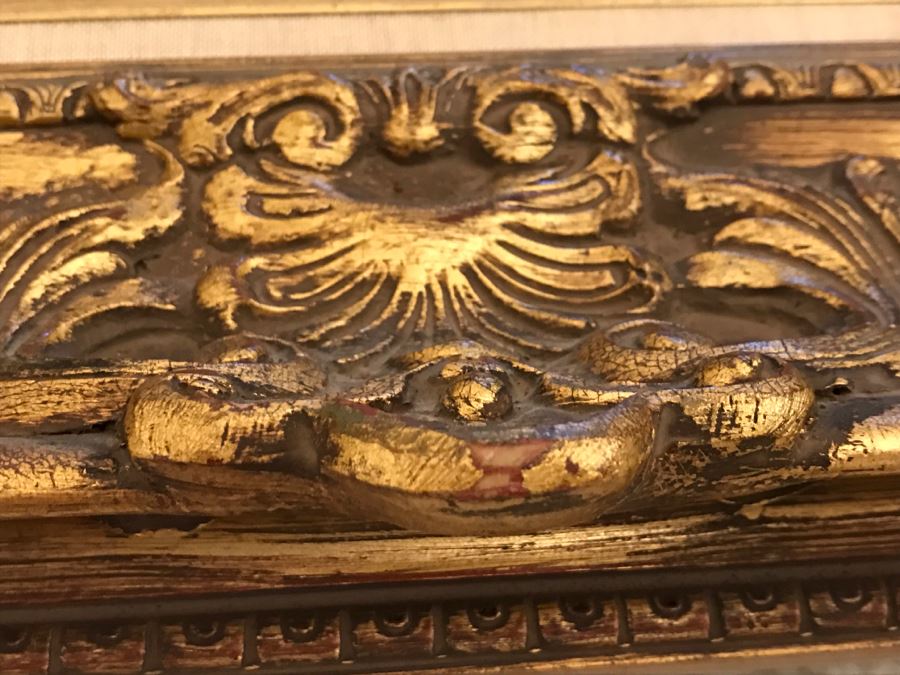 JUST ADDED - Original Still Life Of Flowers Oil Painting In STUNNING Ornate Gilt Wood Frame Signature Is Illegible Black On Black J. Lomb?? 20 X 24 LONDON Written On Back Of Canvas [Photo 13]