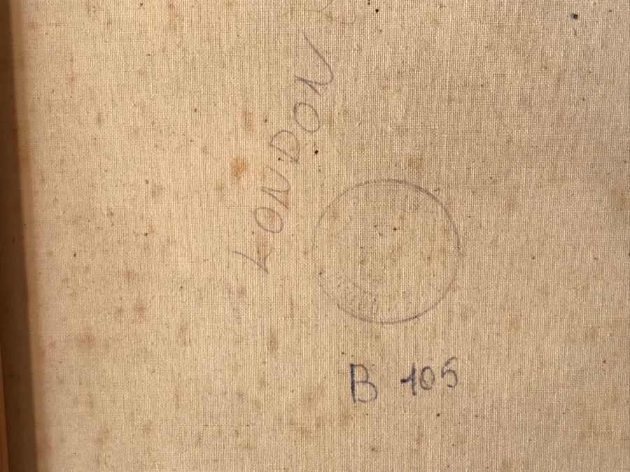 JUST ADDED - Original Still Life Of Flowers Oil Painting In STUNNING Ornate Gilt Wood Frame Signature Is Illegible Black On Black J. Lomb?? 20 X 24 LONDON Written On Back Of Canvas [Photo 3]