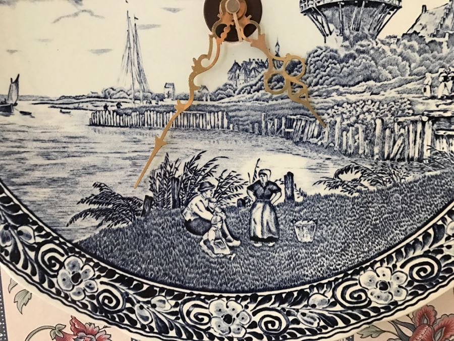 JUST ADDED - Large Blue And White Plate Wall Clock [Photo 4]