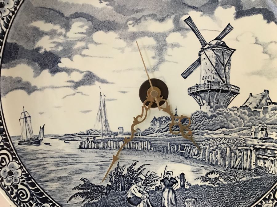 JUST ADDED - Large Blue And White Plate Wall Clock [Photo 3]