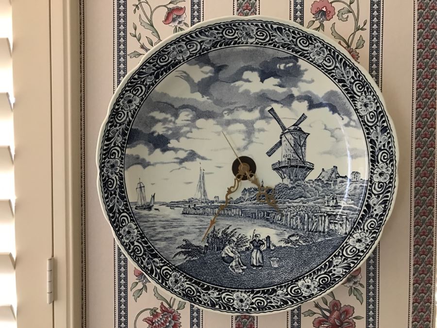 JUST ADDED - Large Blue And White Plate Wall Clock [Photo 2]