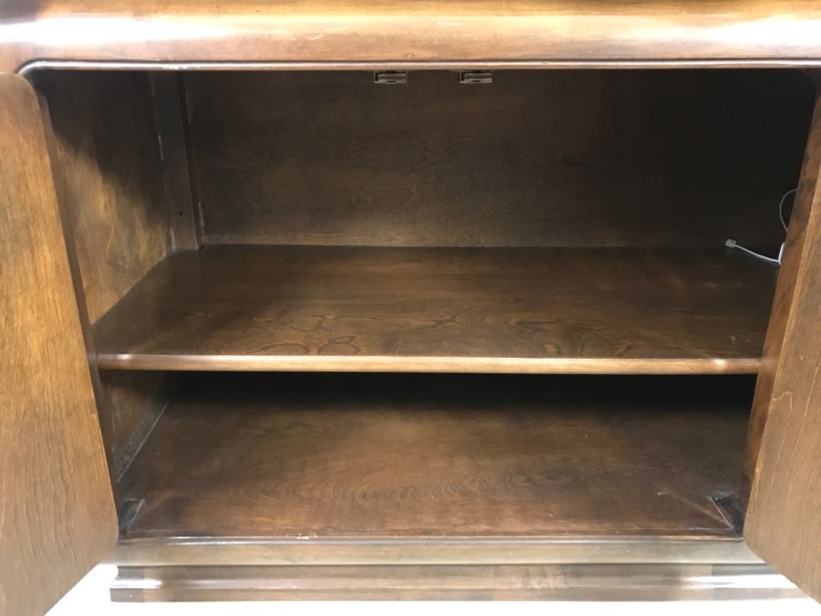 Stunning Wooden 2-Piece Chinoiserie China Display Cabinet With Lower Storage Carved Rose And Bird Motif [Photo 15]