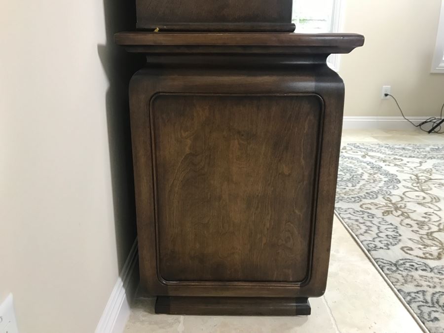 Stunning Wooden 2-Piece Chinoiserie China Display Cabinet With Lower Storage Carved Rose And Bird Motif [Photo 19]