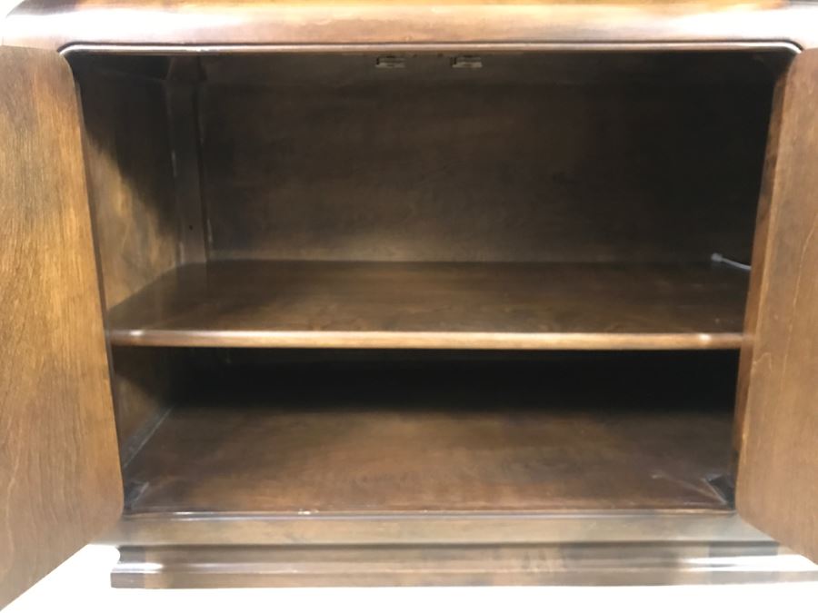 Stunning Wooden 2-Piece Chinoiserie China Display Cabinet With Lower Storage Carved Rose And Bird Motif [Photo 14]