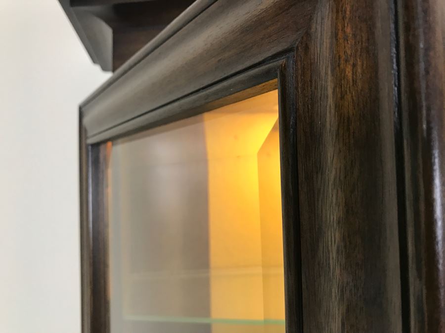 Nice Wooden China Display Curio Cabinet With Beveled Glass And Lighting [Photo 14]