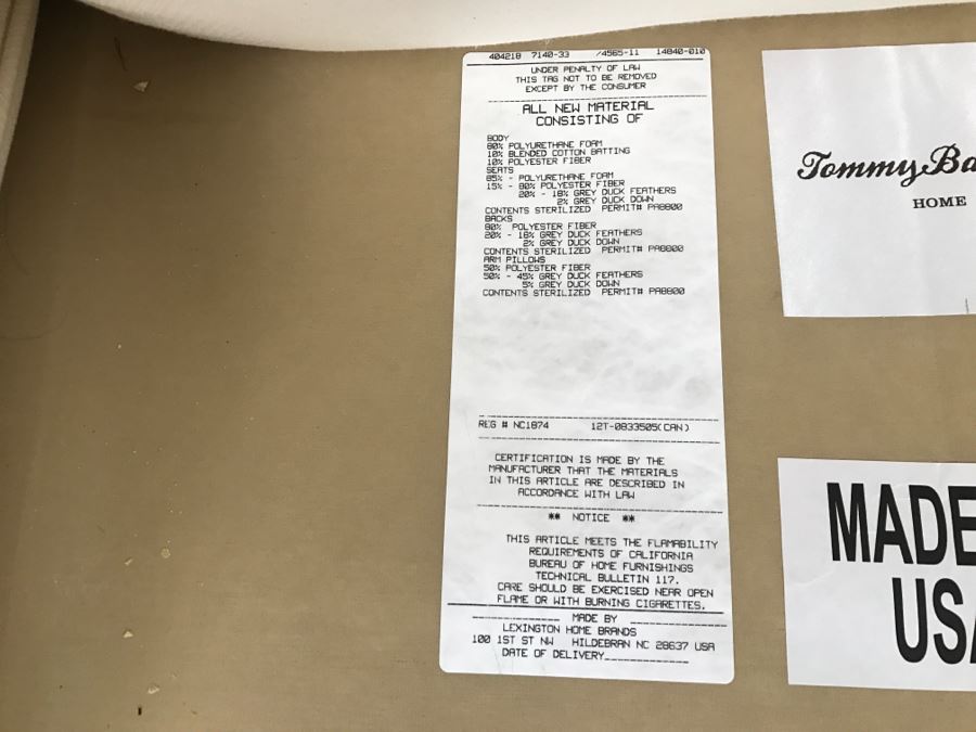 Tommy Bahama White Designer Sofa With Nailhead Trim And 4 Throw Pillows Like New [Photo 14]