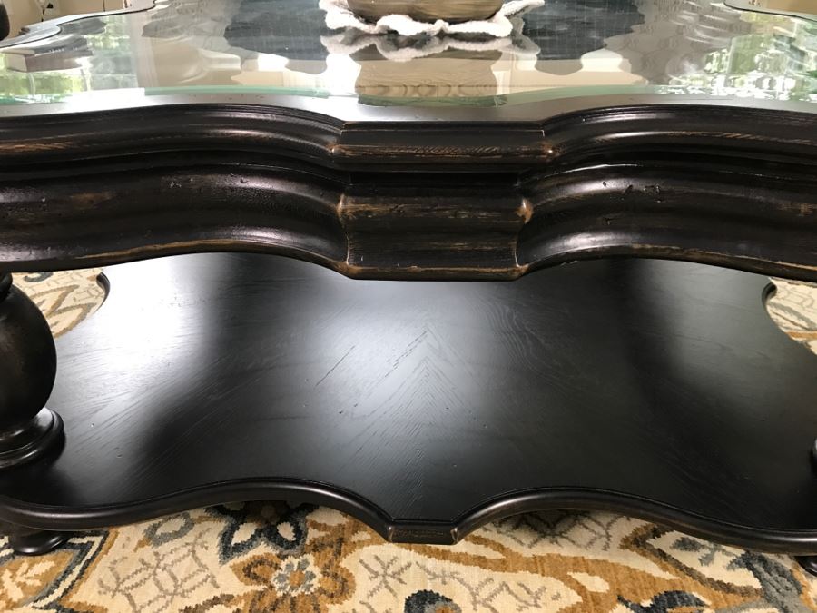 Stanley Furniture Co Wooden Glass Top Coffee Table [Photo 3]