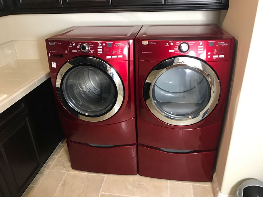 Maytag 3000 Series Red Front-Loading Washing Machine And Dryer Maytag Commerical Technology Rarely Used [Photo 3]