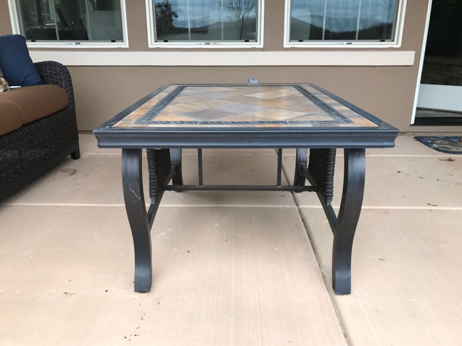 Outdoor Aluminum Tile Top Patio Furniture Coffee Table [Photo 5]